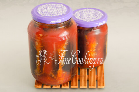 Баклажаны, фаршированные овощами, на зиму. Шаг 19