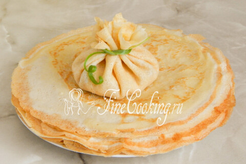 Блинные мешочки с курицей и грибами. Шаг 7