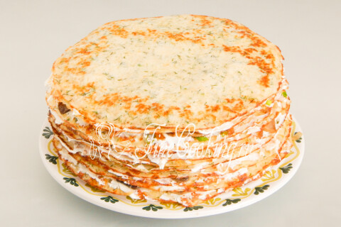 Блинный торт с курицей и грибами. Шаг 27