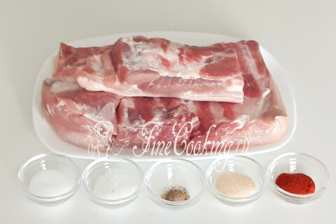 Домашняя грудинка из свинины, запеченная в духовке (с нитритной солью). Шаг 1