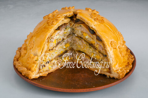 Курник с курицей и блинами. Шаг 45