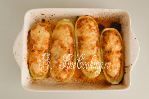 Лодочки из кабачков с фаршем и сыром в духовке. Шаг 12