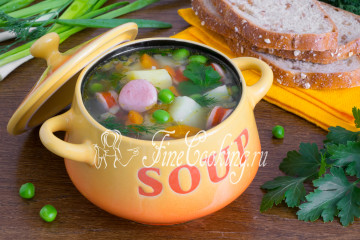 Овощной суп с сосисками