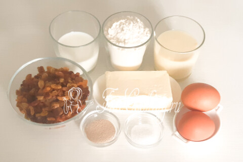 Пасхальный кулич со сгущенкой и изюмом. Шаг 1