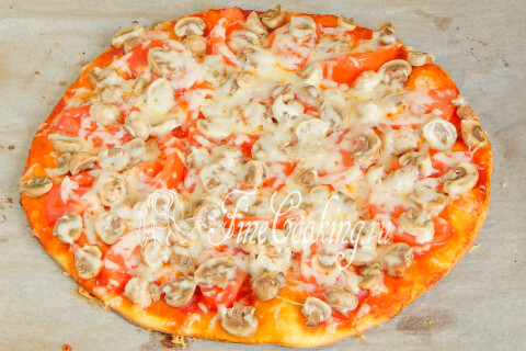 Пицца с маринованными шампиньонами. Шаг 7