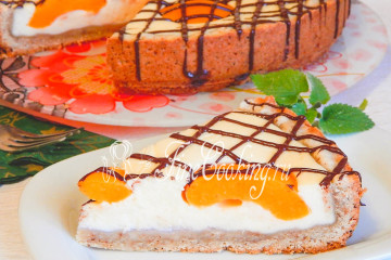 Пирог творожный с персиками