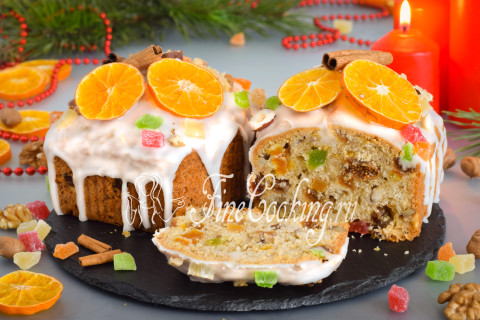 Рождественский кекс с орехами и сухофруктами. Шаг 22