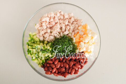Салат с фасолью и курицей. Шаг 7