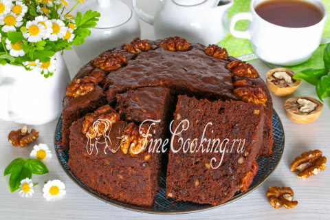 Шоколадный пирог с кабачком и орехами в духовке. Шаг 16