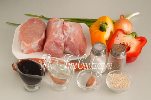 Свинина в соусе Терияки с овощами на сковороде. Шаг 1