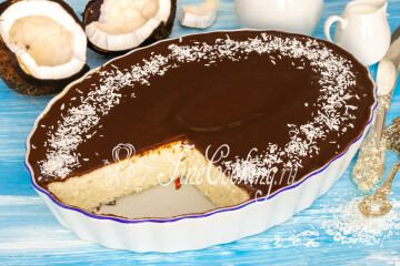 Творожная запеканка с кокосом и шоколадом в духовке