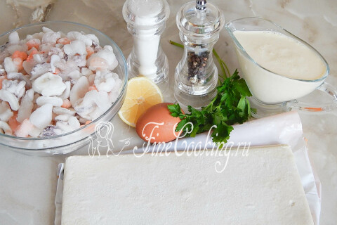 Волованы с морепродуктами. Шаг 1