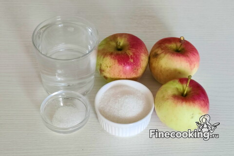 Яблоки, вода, сахар и лимонная кислота для сока