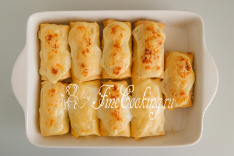 Яичные блинчики с курицей, грибами и сыром. Шаг 21