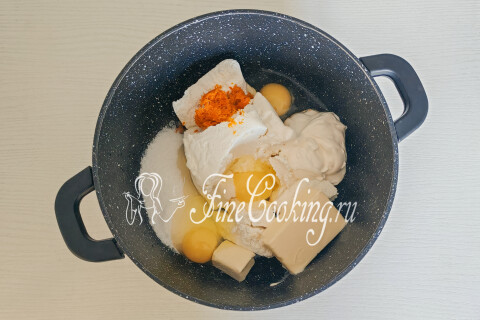 Заварная творожная пасха с апельсинами. Шаг 3