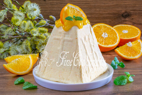 Заварная творожная пасха с апельсинами. Шаг 17